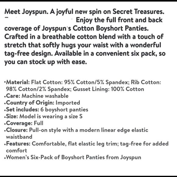 Joyspun Women's Cotton Boyshort Panties, 6-Pack, Size XXL - Picture 7 of 7